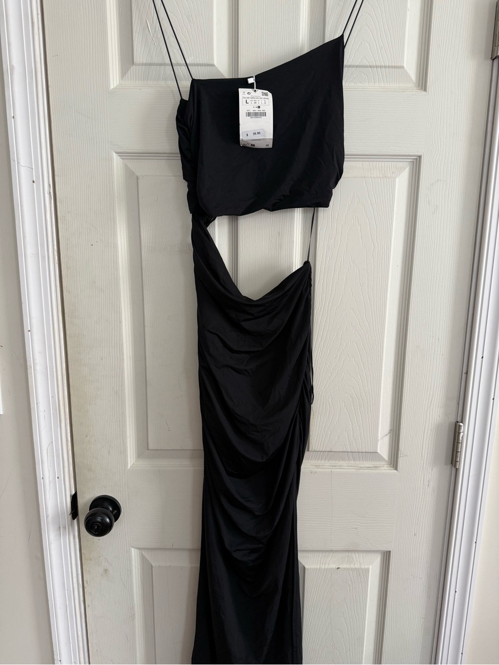 Zara Black Cutout Ruched Maxi Dress